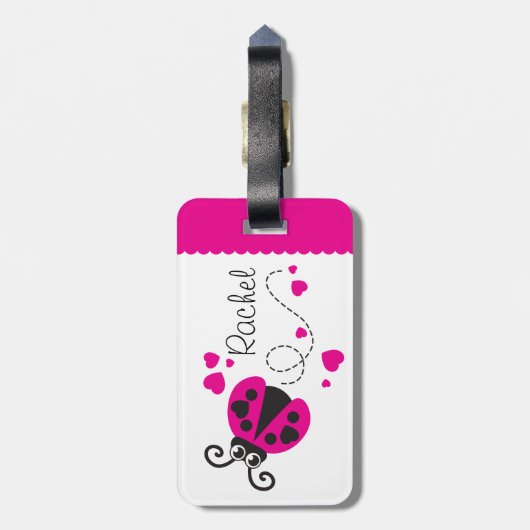 Mädchen, die Herz-Ladybug pink genannt Gepäckanhän Gepäckanhänger (Rückseite vertikal)