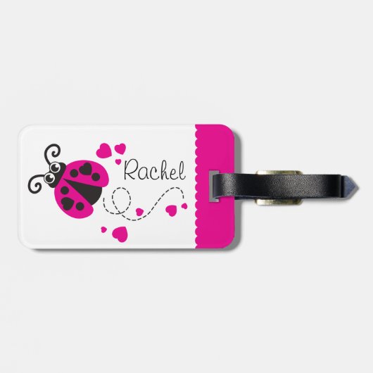 Mädchen, die Herz-Ladybug pink genannt Gepäckanhän Gepäckanhänger (Rückseite horizontal)