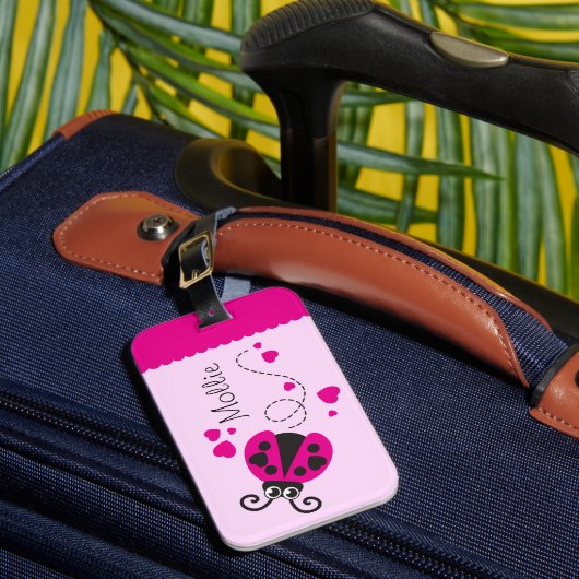 Mädchen, die Herz-Ladybug pink genannt Gepäckanhän Gepäckanhänger (Vorderseite Insitu 1)