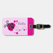 Mädchen, die Herz-Ladybug pink genannt Gepäckanhän Gepäckanhänger (Vorderseite horizontal)