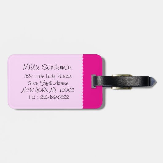 Mädchen, die Herz-Ladybug pink-Gepäckanhänger Gepäckanhänger (Rückseite horizontal)