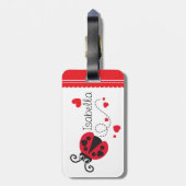 Mädchen, die Herz-Ladybug rot genannt Gepäckanhäng Gepäckanhänger (Rückseite vertikal)