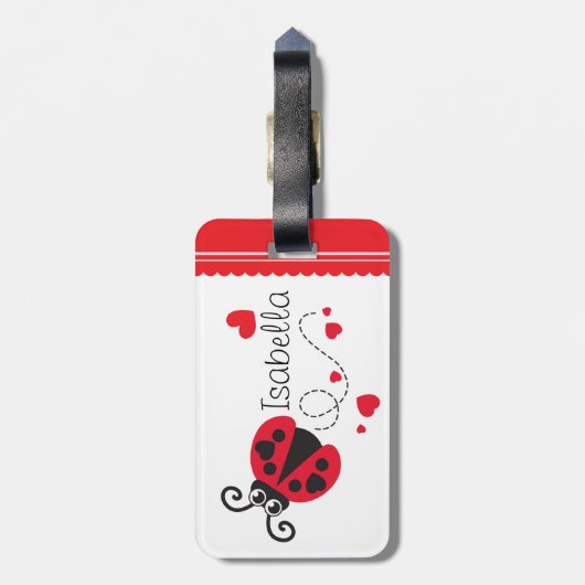 Mädchen, die Herz-Ladybug rot genannt Gepäckanhäng Gepäckanhänger (Rückseite vertikal)