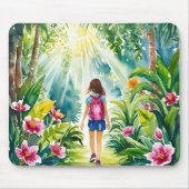 Mädchen, die im Dschungelmousepad spazieren Mousepad (Vorne)