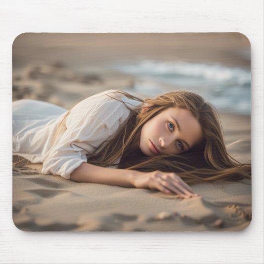 Mädchen, die in Beach Sand liegen Mousepad (Vorne)