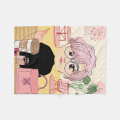 MÄDCHEN , DIE IN EINEM KAFFEE-PLATZ AUFGEBAUT WERD FLEECEDECKE (Vorderseite (Horizontal))