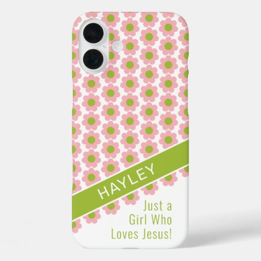 Mädchen, die Jesus Pink Daisy Liebe Case-Mate iPhone Hülle (Rückseite)