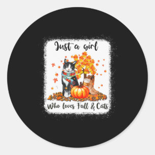 Mädchen, die Liebe fallen und Katzen Kürbiskatze H Runder Aufkleber