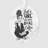 Mädchen, die Lieben Bücher & Kaffee kundenspezifis Ornament (Vorderseite)