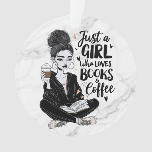 Mädchen, die Lieben Bücher & Kaffee kundenspezifis Ornament (Vorderseite)