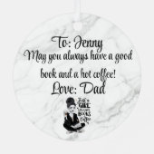 Mädchen, die Lieben Bücher & Kaffee kundenspezifis Ornament Aus Metall (Rückseite)