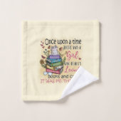 Mädchen, die Lieben Bücher und Katzen Badhandtuch Set (Waschlappen)