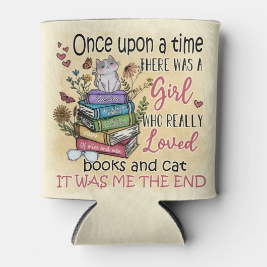 Mädchen, die Lieben Bücher und Katzen Dosenkühler (Vorderseite)