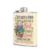 Mädchen, die Lieben Bücher und Katzen Flachmann (Links)