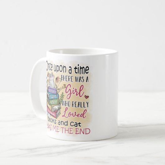 Mädchen, die Lieben Bücher und Katzen Kaffeetasse (Vorderseite Links)