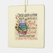 Mädchen, die Lieben Bücher und Katzen Keramikornament (Links)