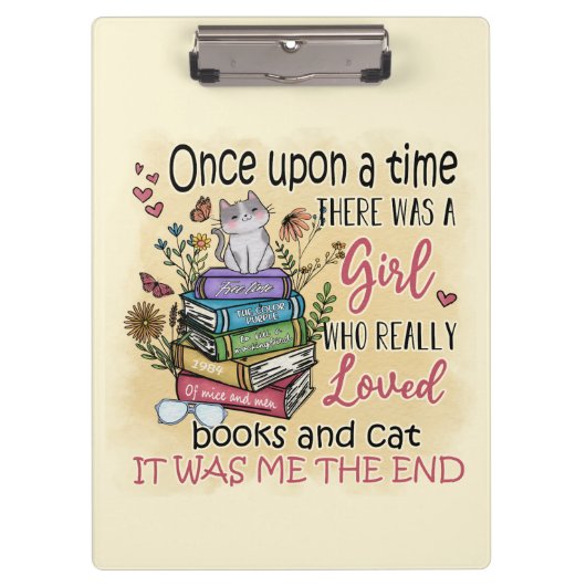 Mädchen, die Lieben Bücher und Katzen Klemmbrett (Vorderseite)