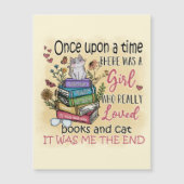 Mädchen, die Lieben Bücher und Katzen Magnetkarte (Vorderseite)