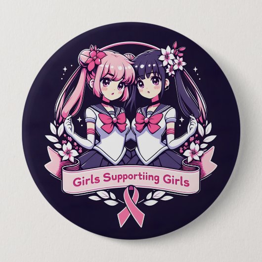 Mädchen, die Mädchen unterstützen Button (Vorderseite)