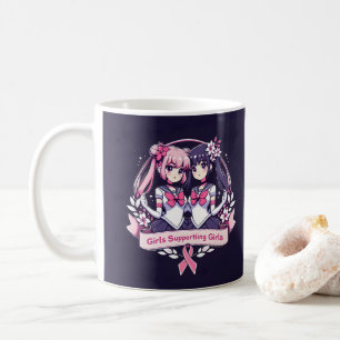 Mädchen, die Mädchen unterstützen Kaffeetasse