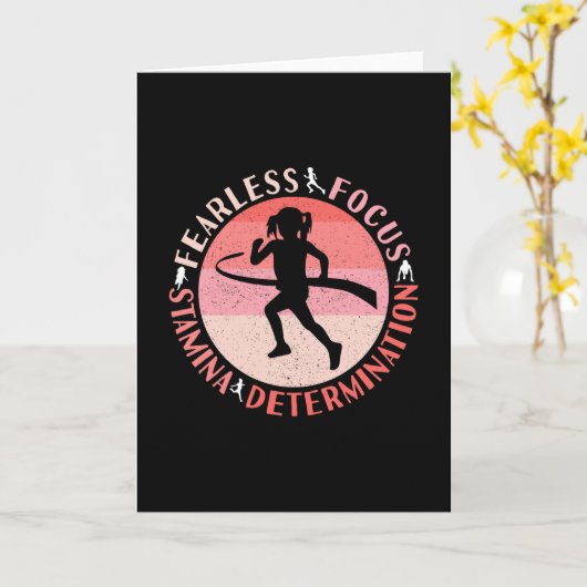 Mädchen, die Mindset laufen - Focus Fearless Runne Karte (Gelbe Blume)