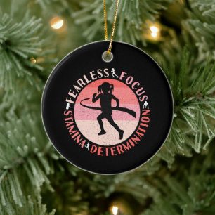 Mädchen, die Mindset laufen - Focus Fearless Runne Keramik Ornament