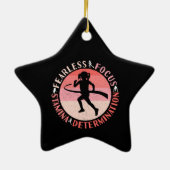 Mädchen, die Mindset laufen - Focus Fearless Runne Keramik Ornament (Hinten)