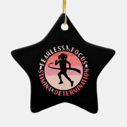 Mädchen, die Mindset laufen - Focus Fearless Runne Keramik Ornament (Hinten)