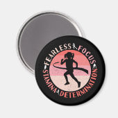 Mädchen, die Mindset laufen - Focus Fearless Runne Magnet (Vorderseite/Rückseite)