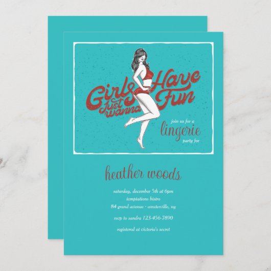 Mädchen, die nur Spaß haben, Brautparty Einladung (Vorne/Hinten)