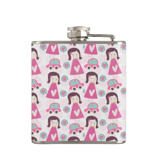 Mädchen, die Orte haben Flachmann (Rückseite)