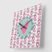 Mädchen, die Orte haben Quadratische Wanduhr (Winkel)