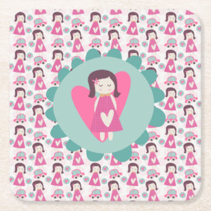 Mädchen, die Orte haben Rechteckiger Pappuntersetzer