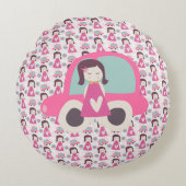 Mädchen, die Orte haben Rundes Kissen (Vorderseite)