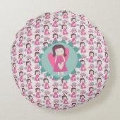 Mädchen, die Orte haben Rundes Kissen (Rückseite)