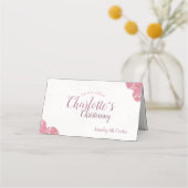 Mädchen, die pink & weiß taufen platzkarte (Rückseite)