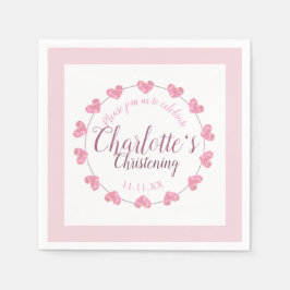 Mädchen, die pink & weiß taufen serviette