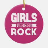 Mädchen, die Rock kodieren, Rosa w/Custom Text Chr Keramik Ornament (Vorne)