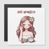 Mädchen, die sich selbst die Liebe der Hautpflege  Magnetkarte (Vorne/Hinten)