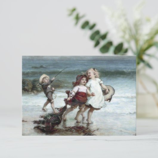 Mädchen, die so tun, als wären sie Pferde am Stran Karte (Stehend Vorderseite)