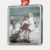Mädchen, die so tun, als wären sie Pferde am Stran Ornament Aus Metall (Links)