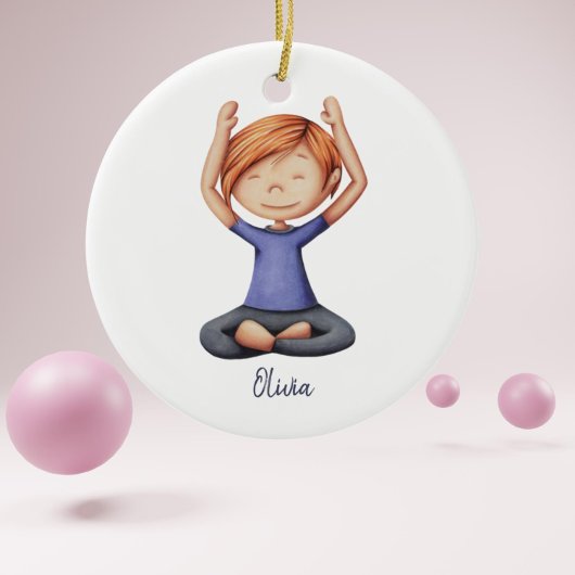 Mädchen, die Yoga machen, Personalisierte Weihnach Keramik Ornament