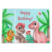 Mädchen-Dinosaurier-Geburtstag Große Geschenktüte (Vorderseite)
