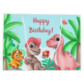 Mädchen-Dinosaurier-Geburtstag Große Geschenktüte (Rückseite)