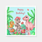 Mädchen-Dinosaurier-Geburtstag Serviette (Vorderseite)