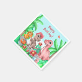 Mädchen-Dinosaurier-Geburtstag Serviette (Ecke)