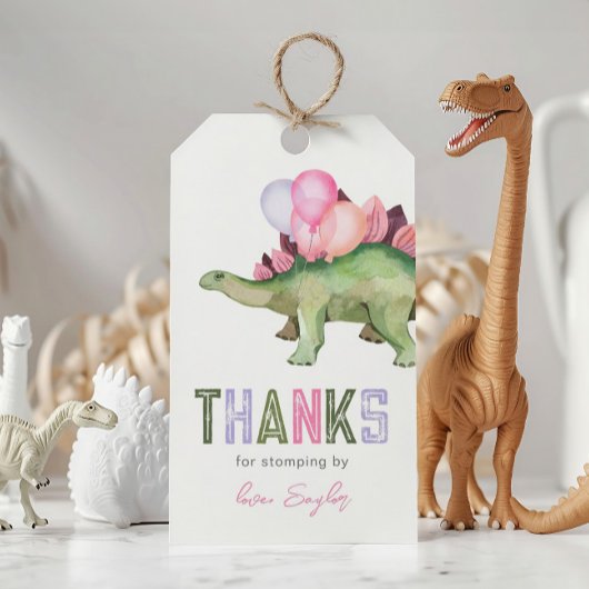 Mädchen-Dinosaurier-Geburtstags-Partygeschenk-Tags Geschenkanhänger