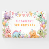 Mädchen Dinosaurier Geburtstagsfeier Banner (Horizontal)