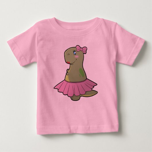 Mädchen-Dinosaurier T-Rex langes Hülsen-Shirt Baby T-shirt (Vorderseite)
