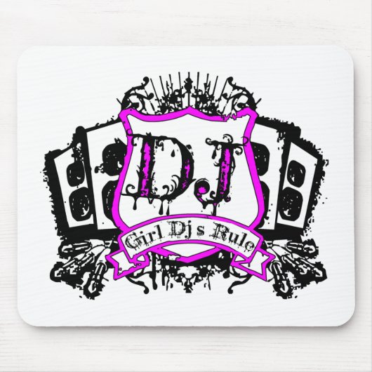 Mädchen-DJ-Wappen Mousepad (Vorne)